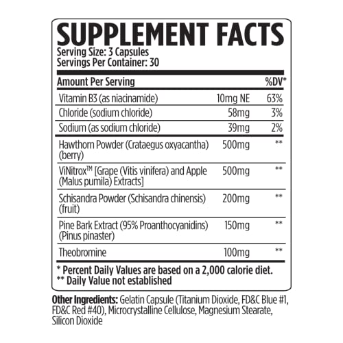 Close-up of Vasogen Ultra Nitric Oxide Booster bottle label