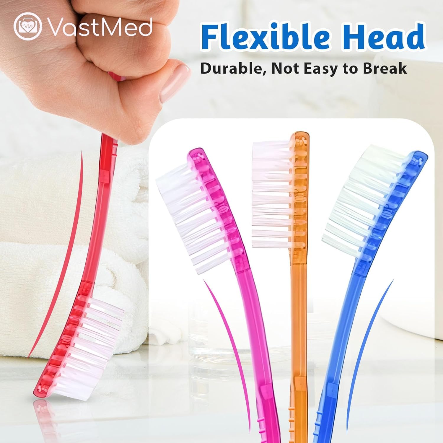 VASTMED disposable pre-pasted toothbrush pink color, individually wrapped
