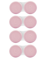 Vastsoon 4-pack pink contact lens case set with four labeled L and R lids