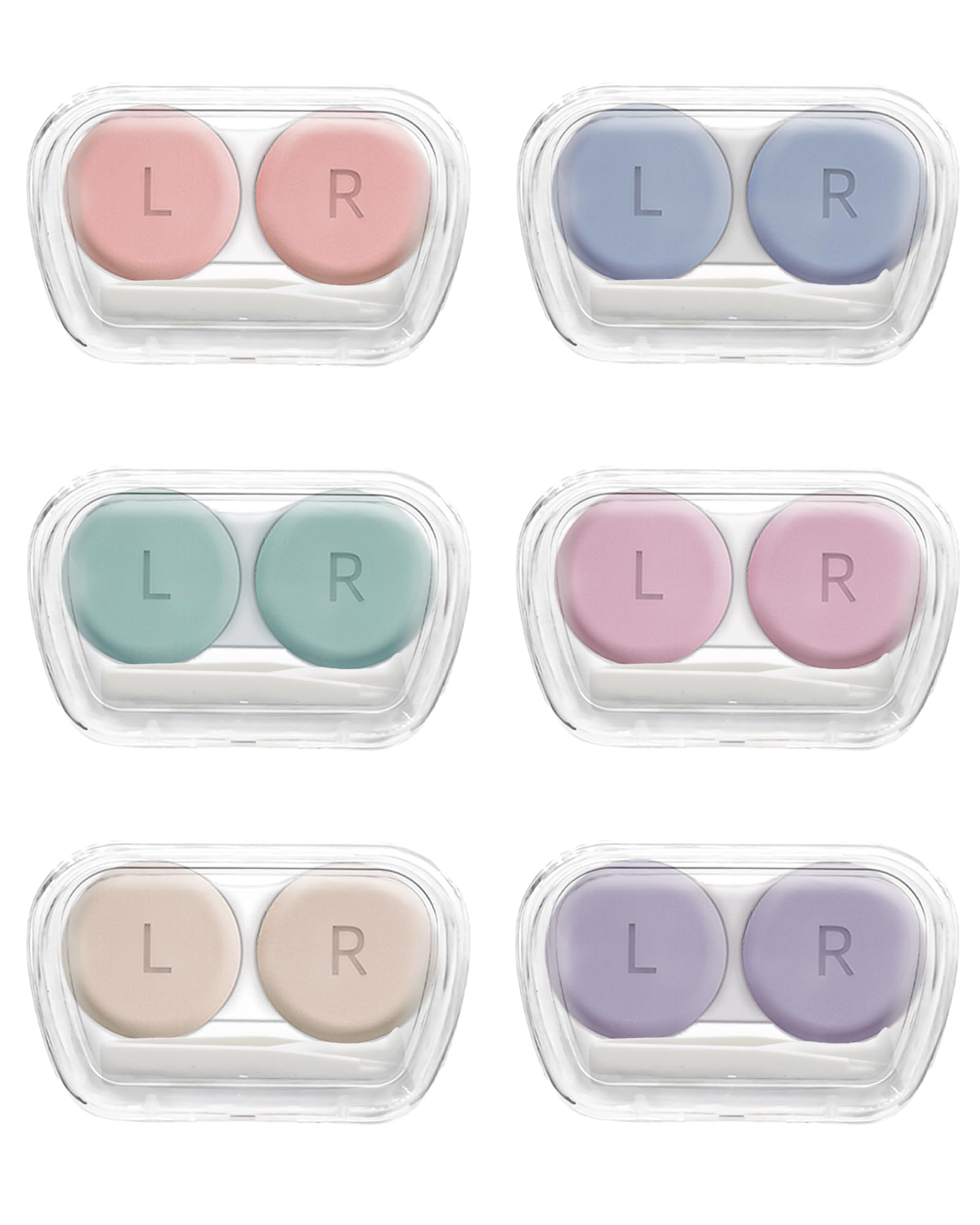 Vastsoon 6-pack colored contact lens cases with L and R indicators