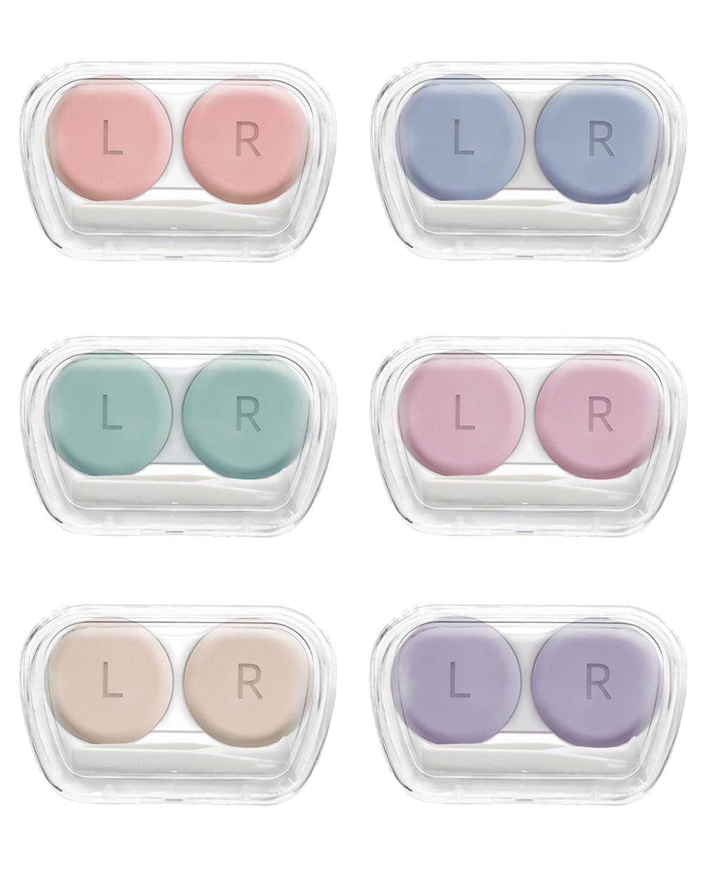 Vastsoon 6-pack colored contact lens cases with L and R indicators