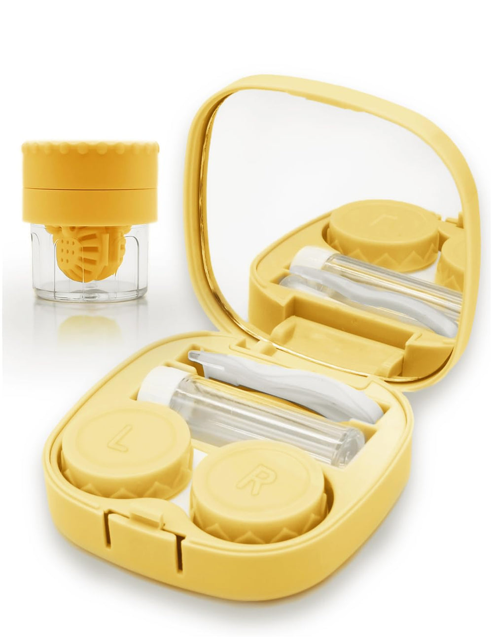 Vastsoon travel-sized contact lens case in yellow with mirror