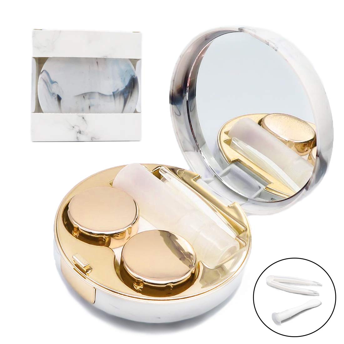 Vastsoon marble gold contact lens case with mirror