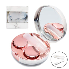 Rose gold marble contact lens case with mirror