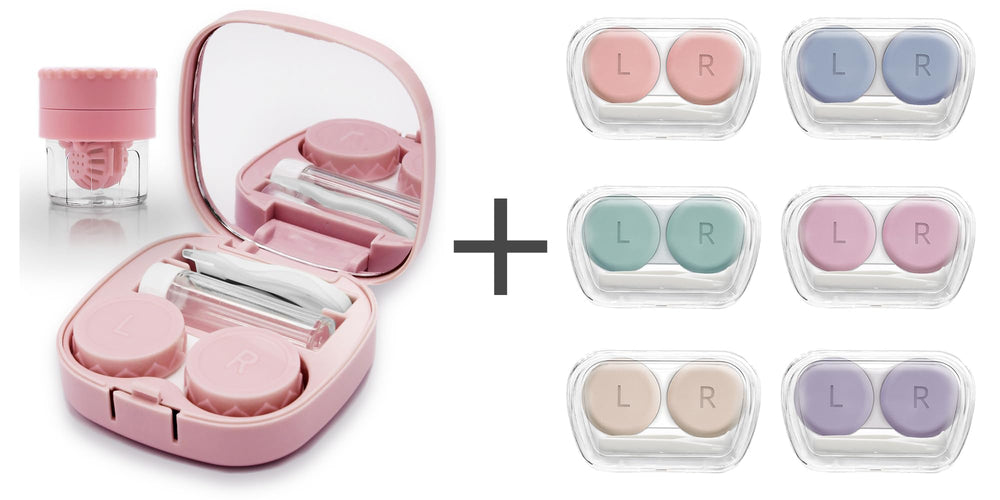 Front view of Vastsoon pink contact lens case