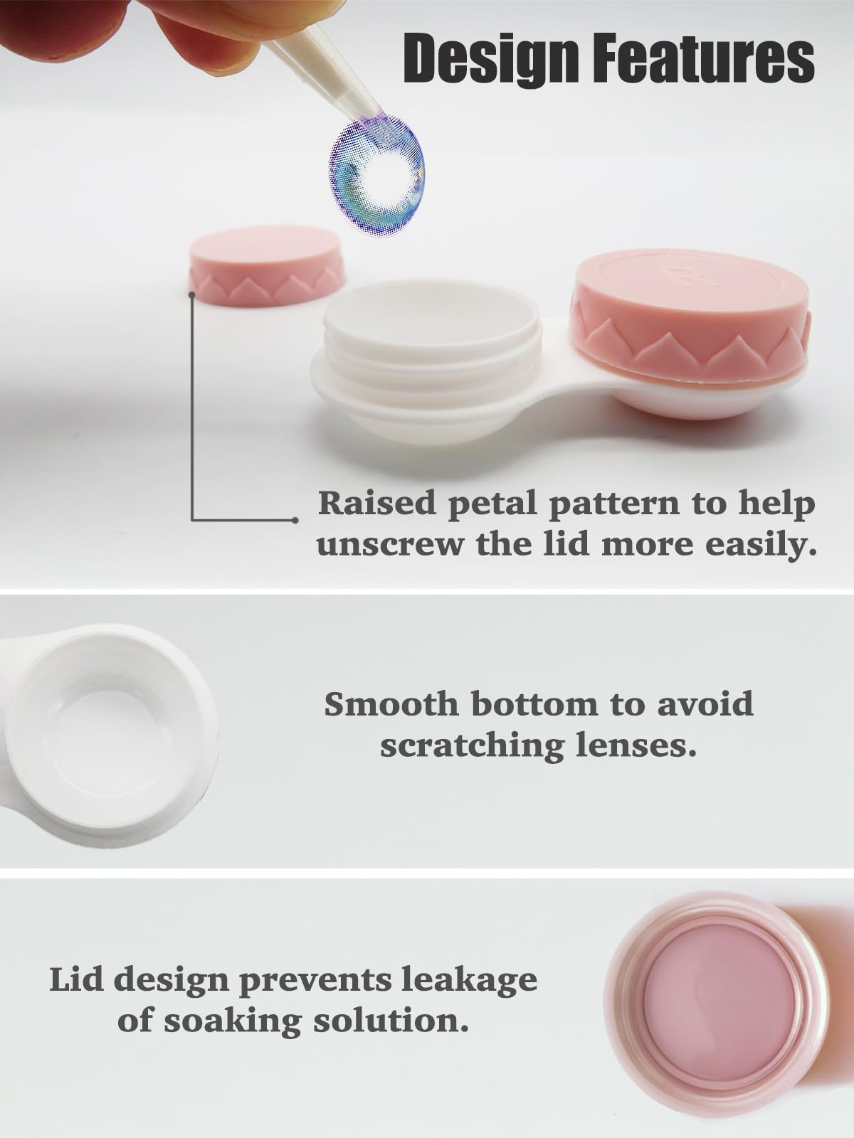L and R labeled pink contact lens case for easy distinction