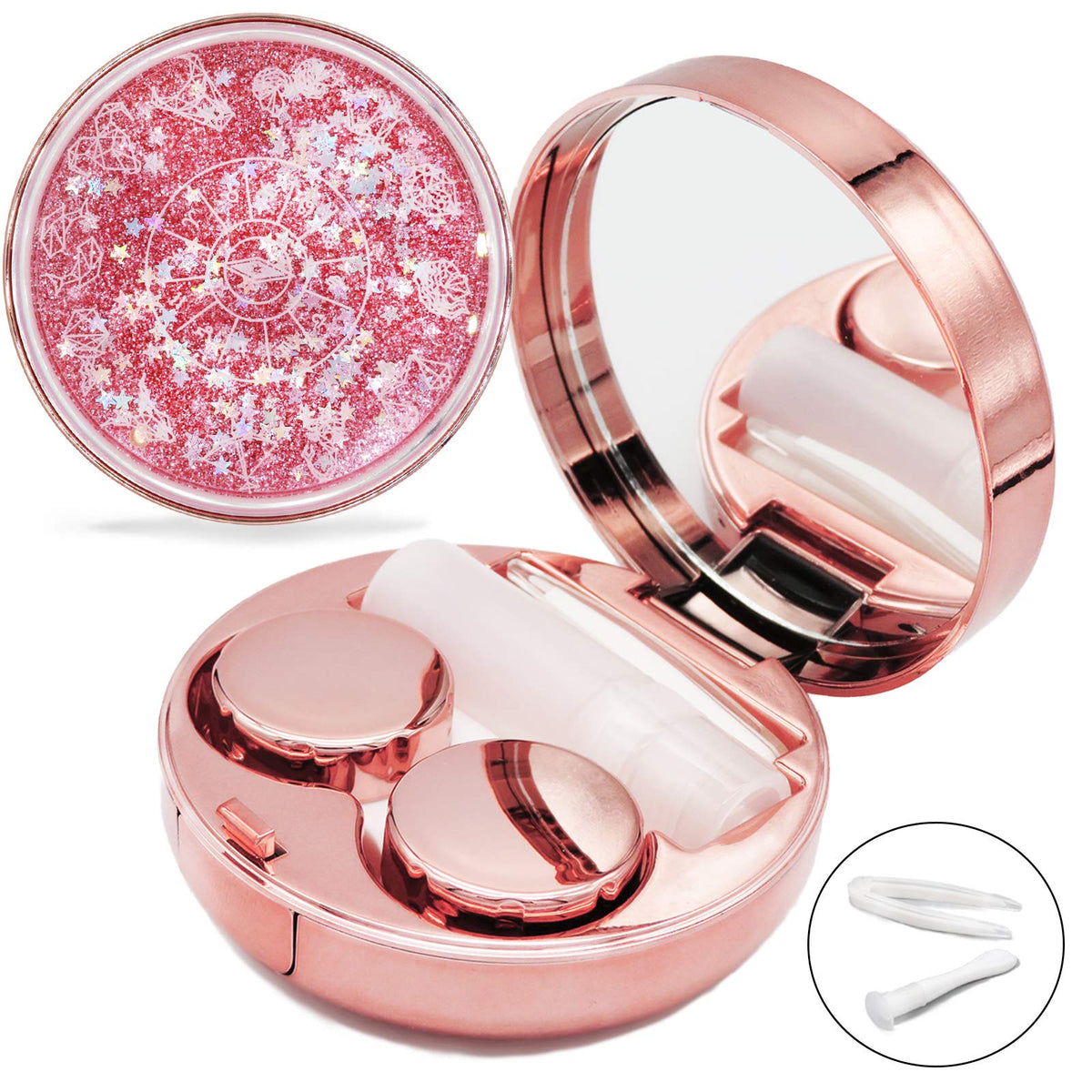 Front view of Vastsoon Rose Gold Contact Lens Case