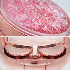 Rose gold contact lens solution bottle included