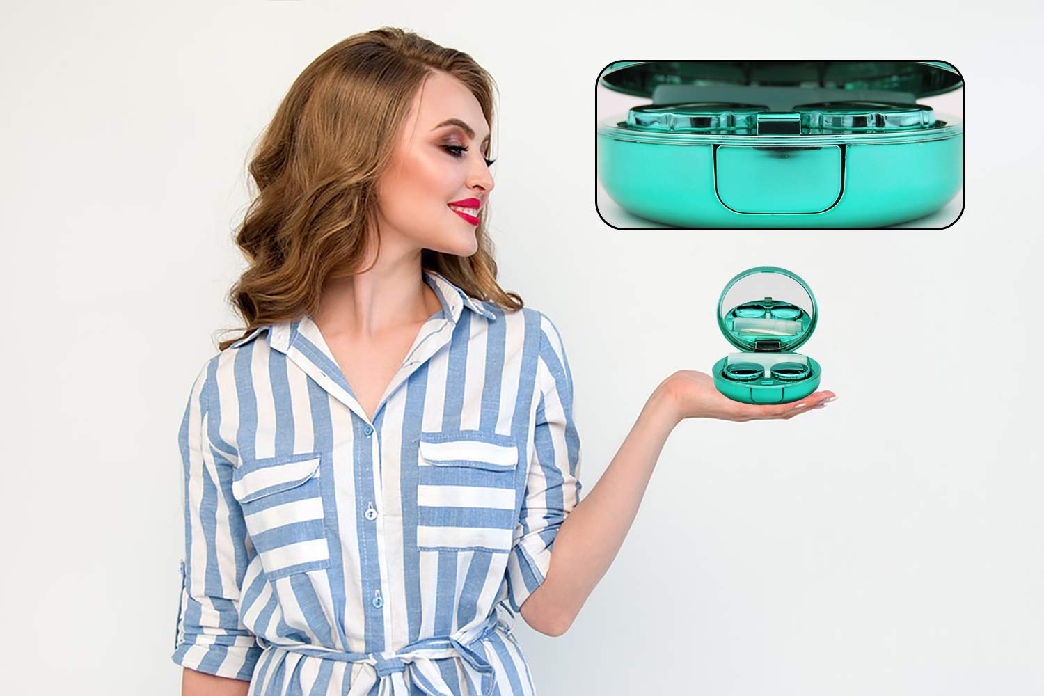 Included solution bottle for contact lenses