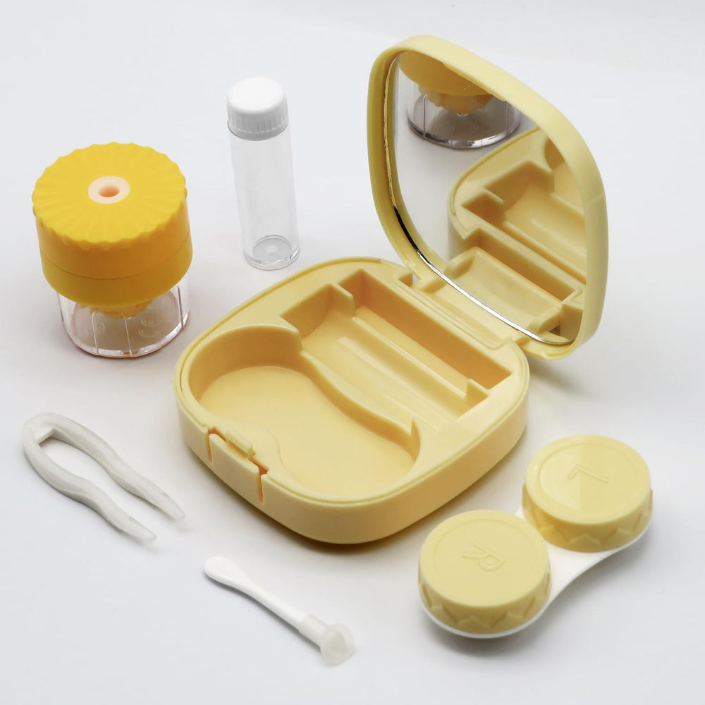 Six-color portable contact lens case kit with remover and applicator