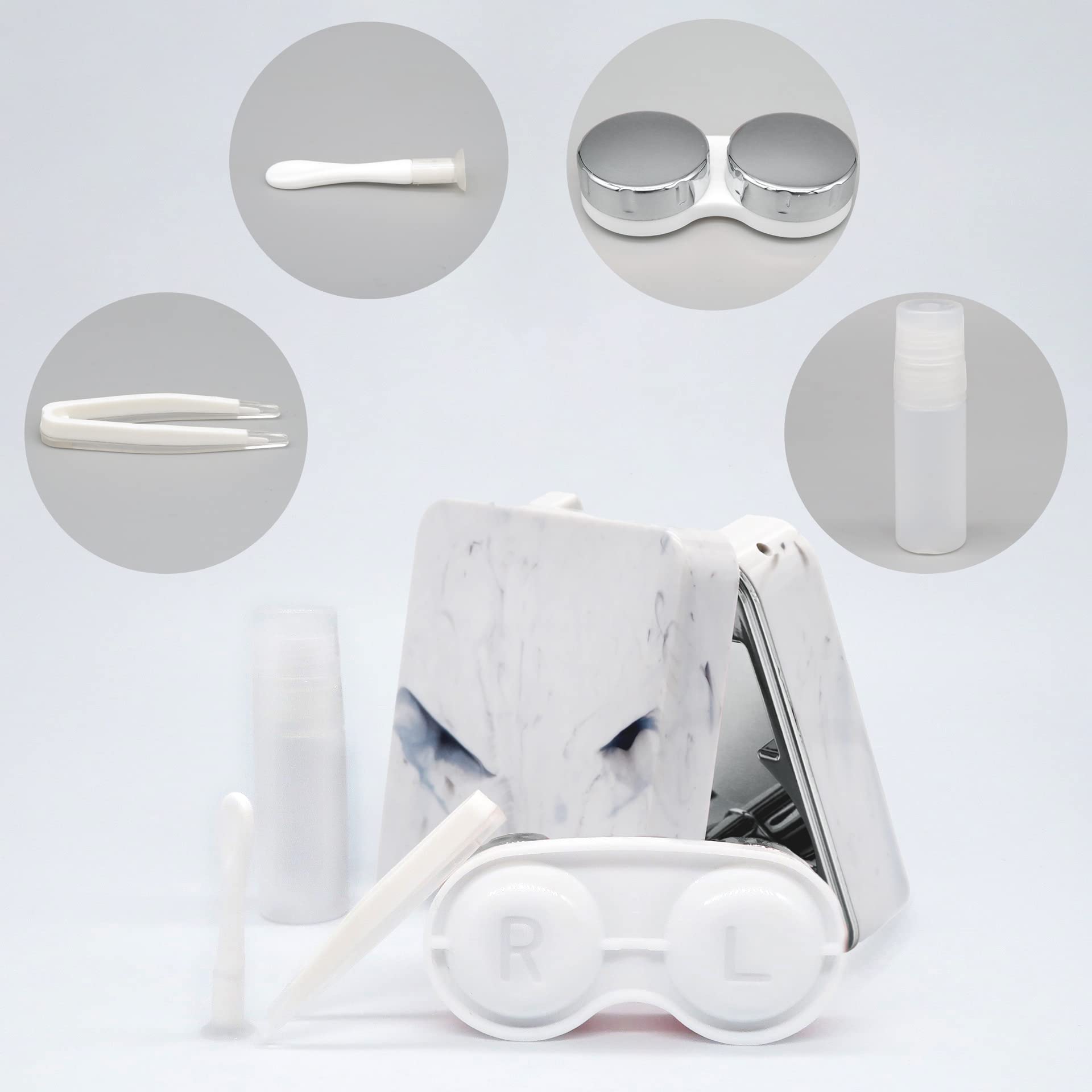Portable travel-ready eye contact lens case with mirror