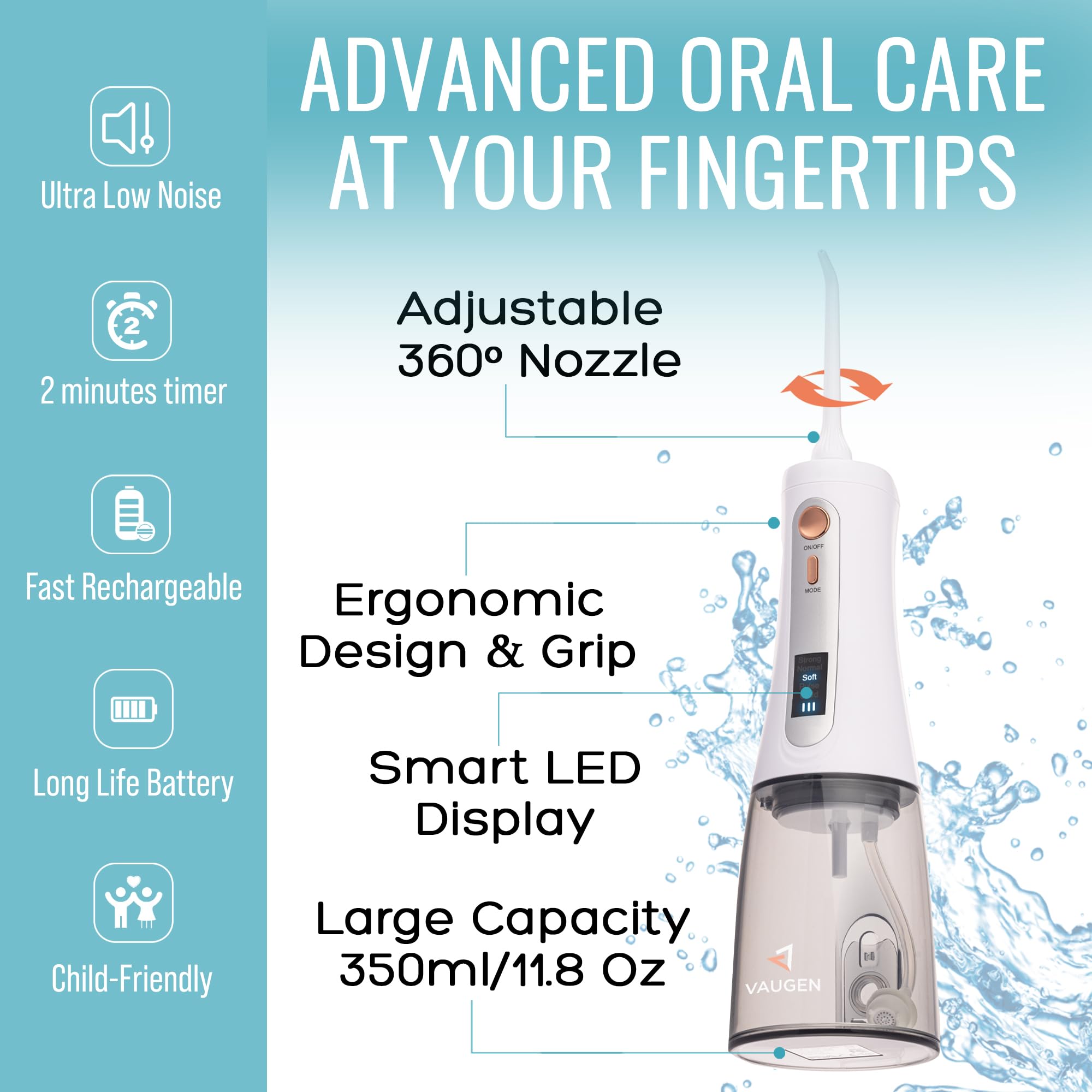 VAUGEN cordless water flosser side profile