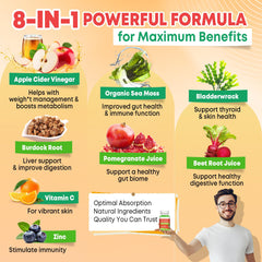 Close-up of Vazatisi ACV sea moss gummies in apple flavor