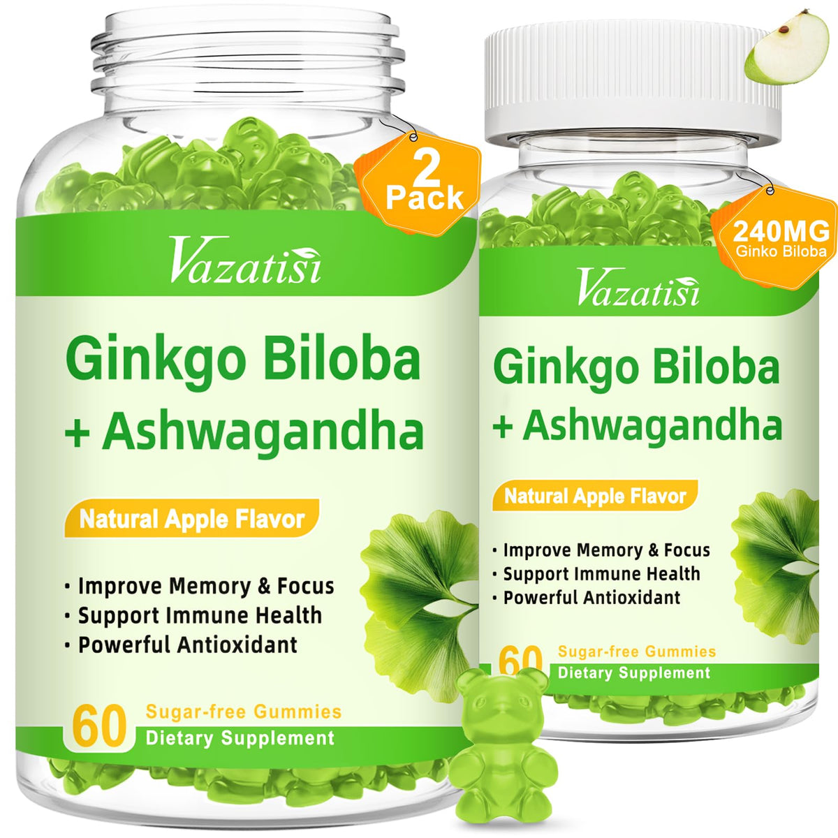 Vazatisi Ginkgo Biloba Gummies Apple Flavor – 120 count