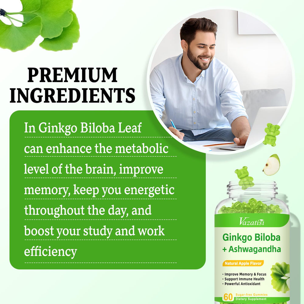 Nutrition facts on Vazatisi Ginkgo Biloba Gummies bottle