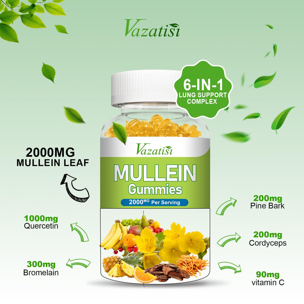 Back label of Vazatisi Mullein Gummies bottle