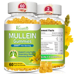 Front view of Vazatisi Mullein Gummies bottle 120ct