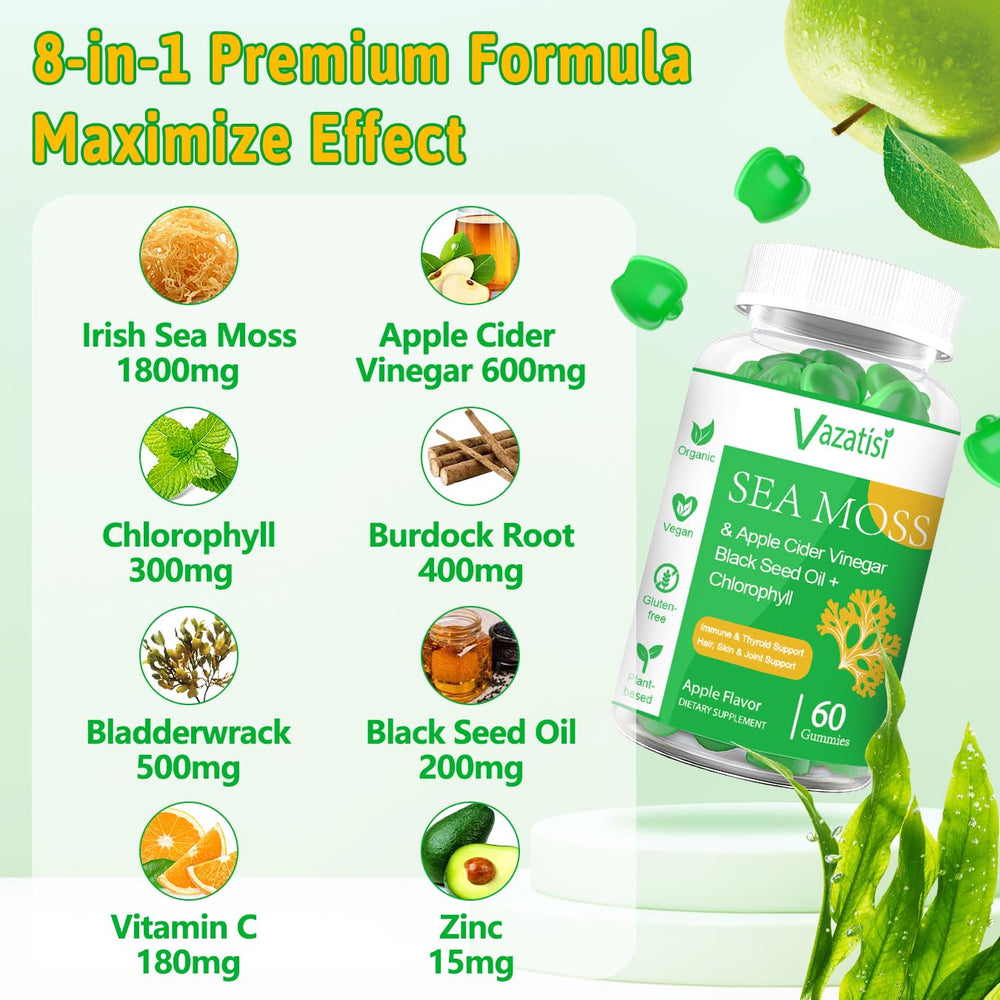 Vazatisi 2-pack sea moss gummies back packaging