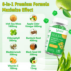 Vazatisi 2-pack sea moss gummies back packaging