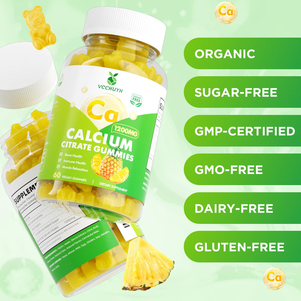 VCCHUYH Calcium Citrate Gummies 1200 mg pineapple flavor close-up