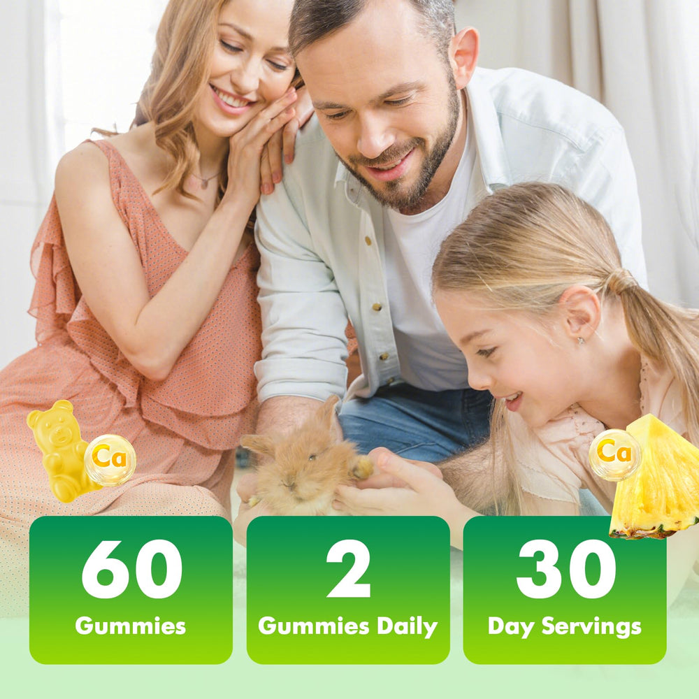 Serving suggestion: chew two gummies daily for 1200 mg calcium