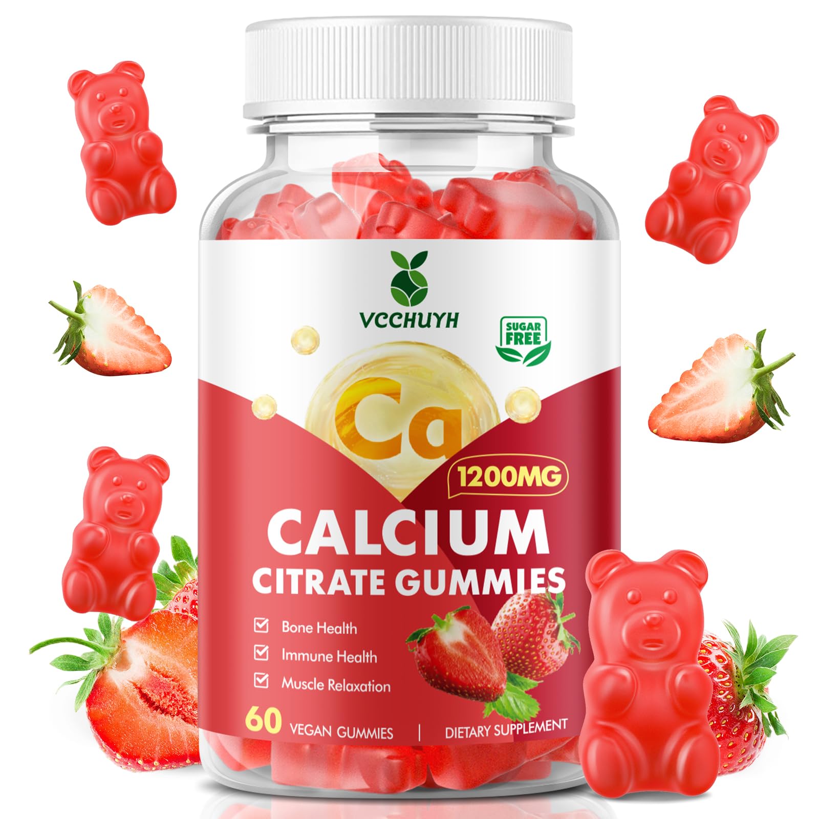 VCCHUYH Calcium Citrate Gummies 1200mg Strawberry - 60 Count Hero Image