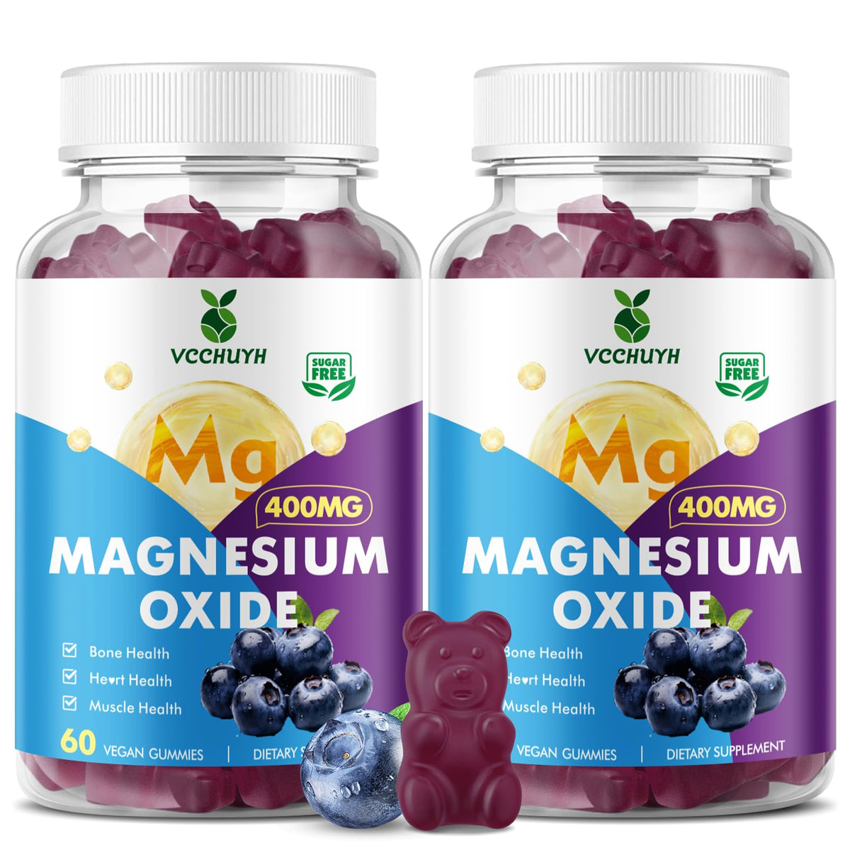 VCCHUYH Magnesium Oxide Gummies 400mg Blueberry front packaging