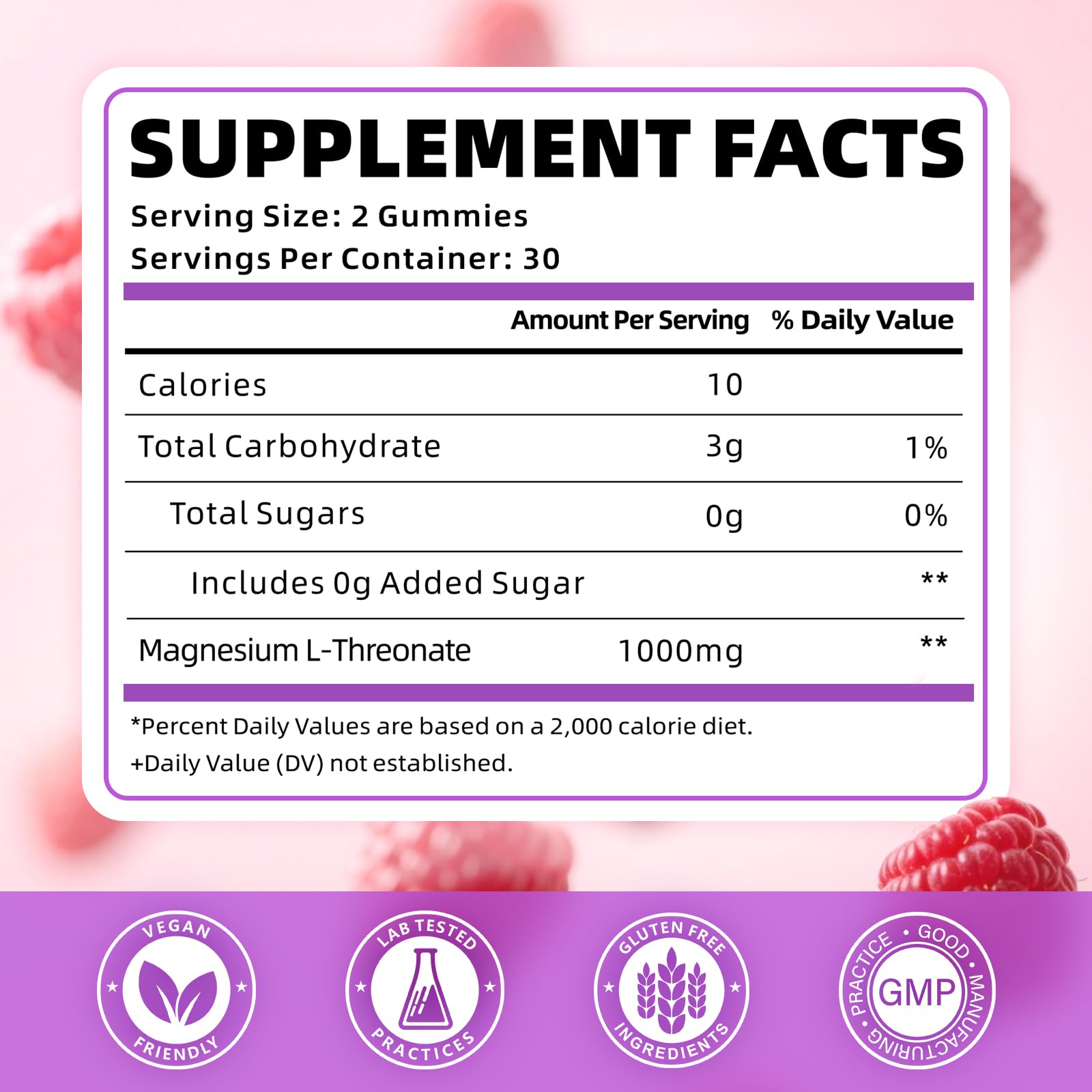 Back of bottle showing nutrition facts and ingredients