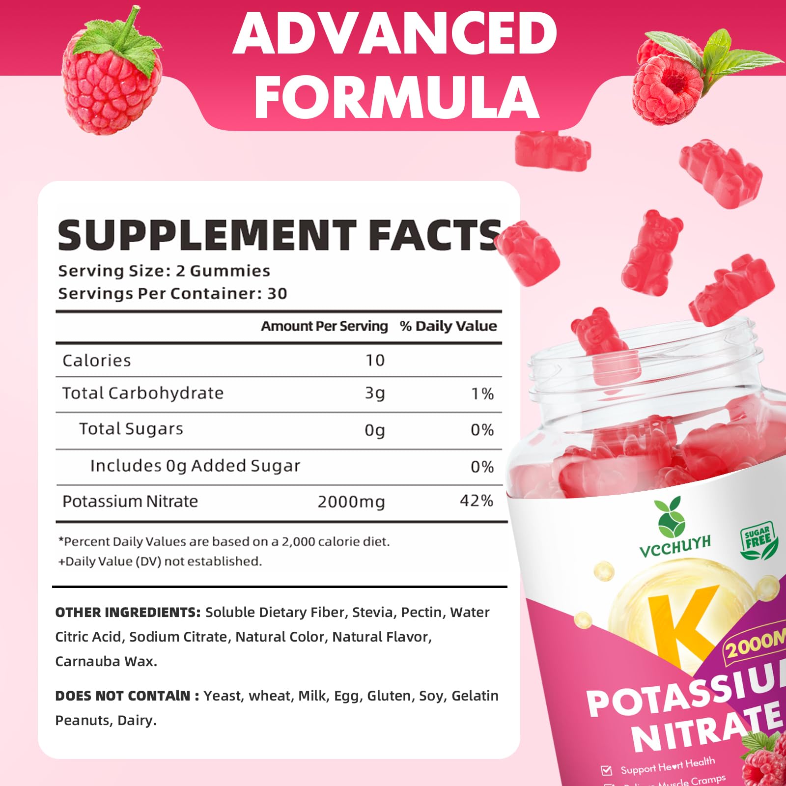 Nutrition panel showing 2000mg potassium per serving