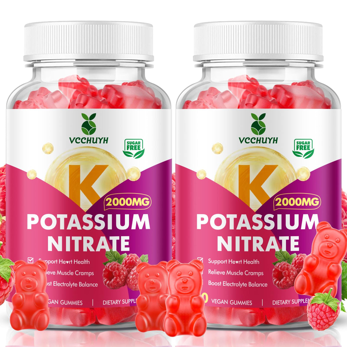 VCCHUYH Potassium Gummies Raspberry 120-count bottle