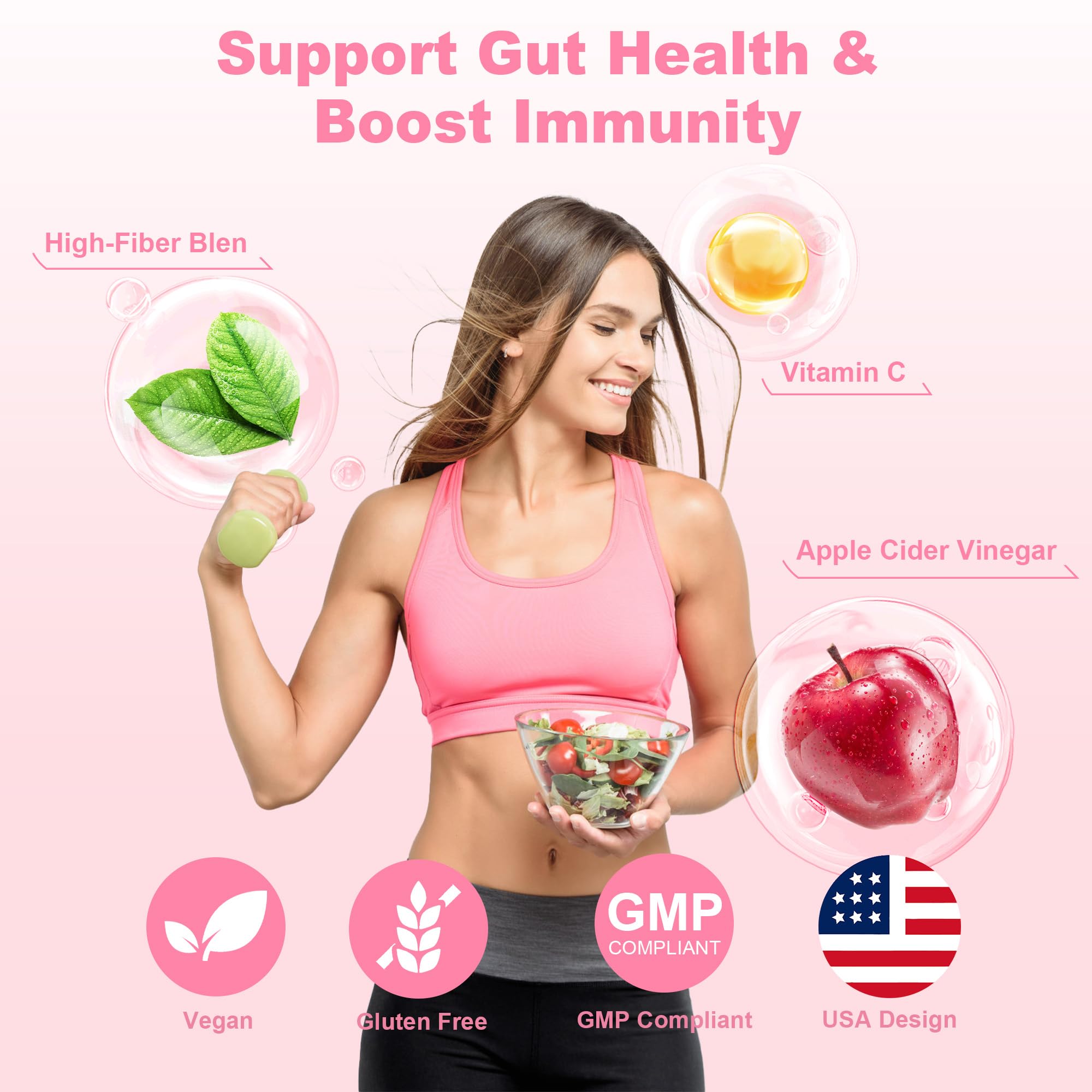 Front view of Vccvaa bottle with label showing 60 gummies