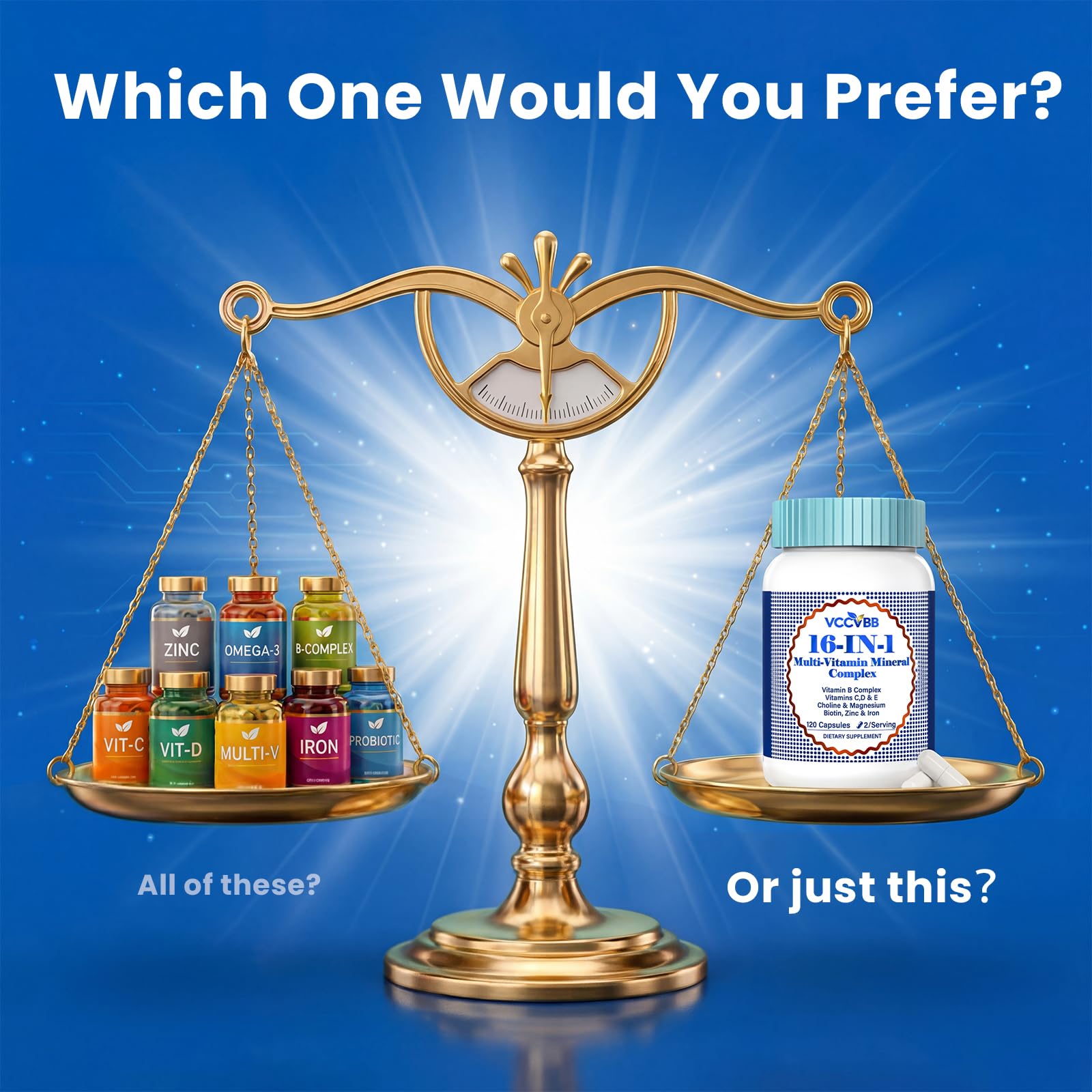 VCCVBB label ingredients panel highlighting 16-in-1 vitamin blend and methylated B12