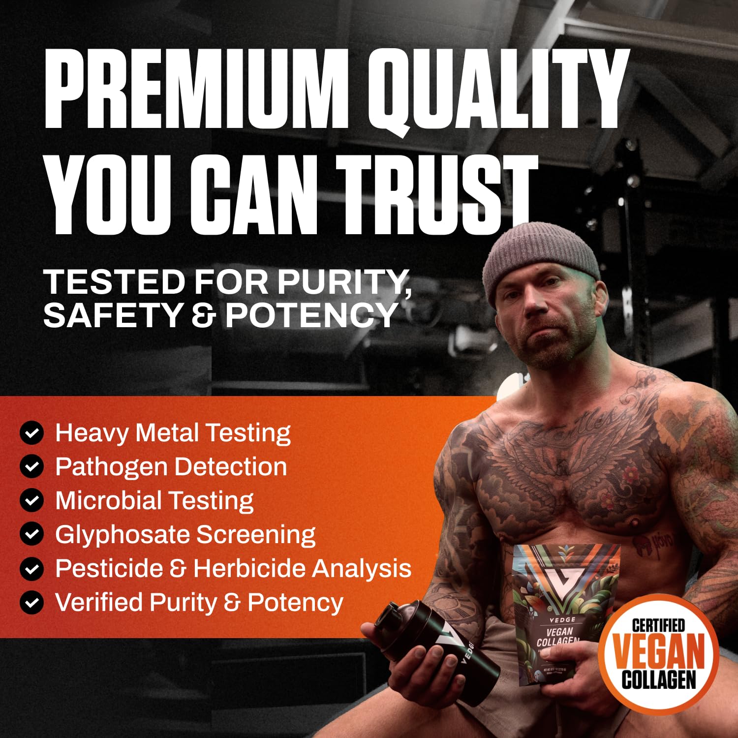 Vedge vegan collagen powder blended into a smoothie