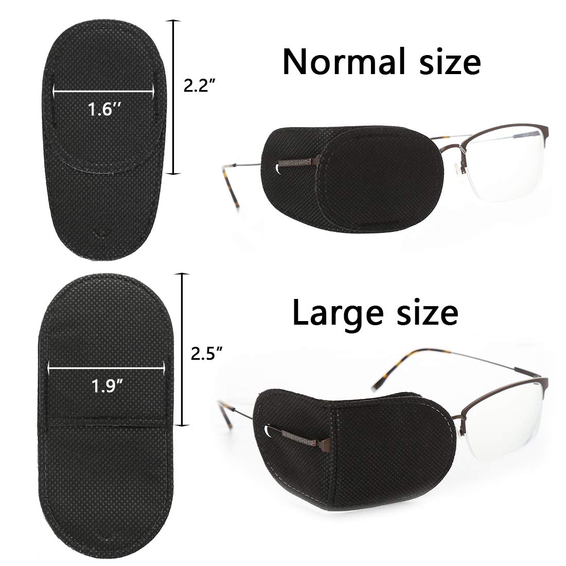 Large-size patches (2.5 x 1.9 inches) for glasses