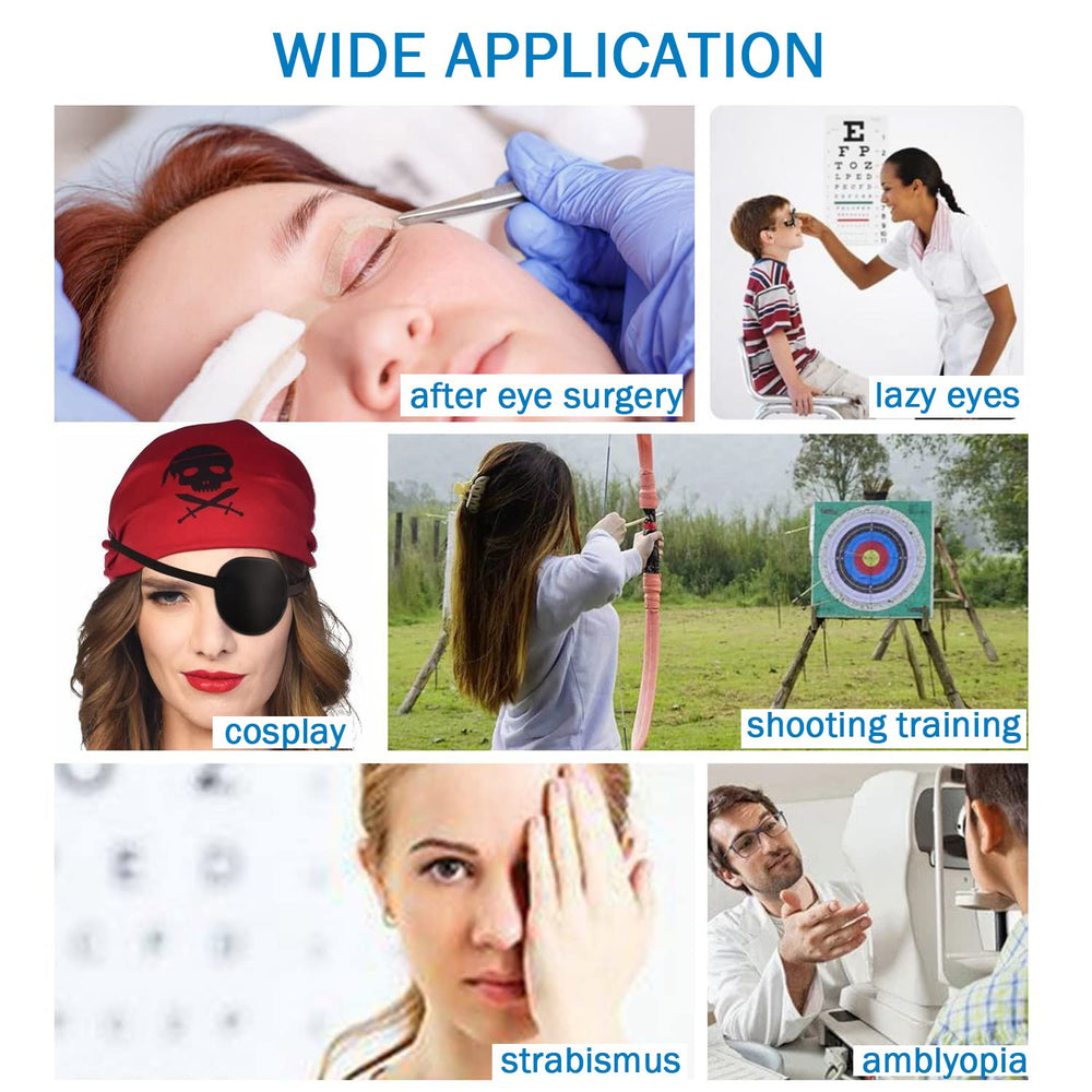 Women's style eye patches in black, pink and leopard pattern