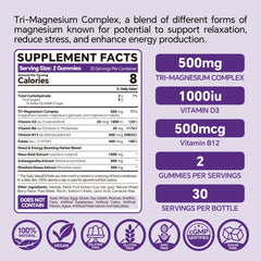 VEETAGYO Magnesium Gummies label showing 3 magnesium forms
