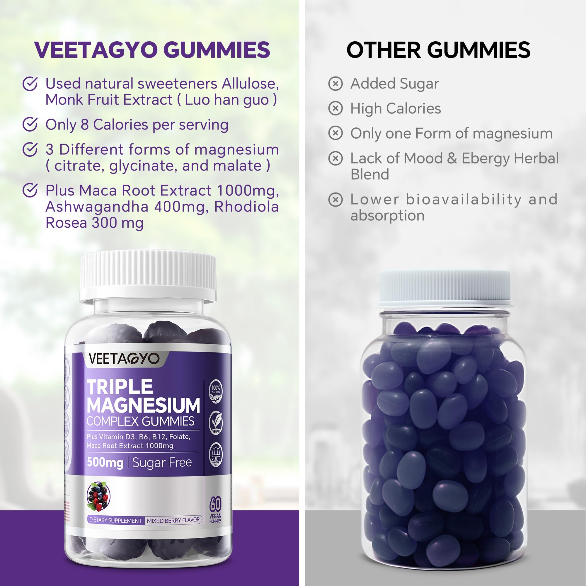 Retail store display featuring VEETAGYO Magnesium Gummies 120ct