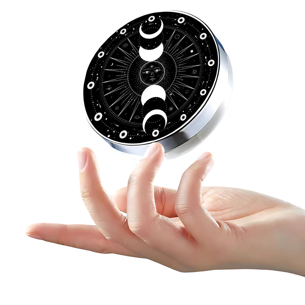 Compact mirror and solution bottle included in the travel kit
