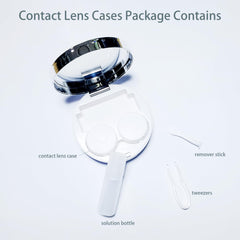 Leakproof contact lens case and solution bottle shown together