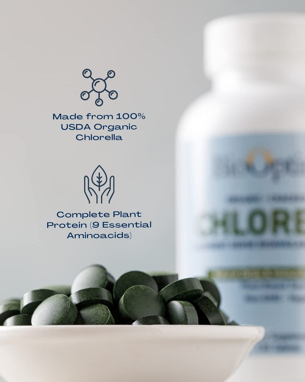 Vegan additive-free chlorella supplement