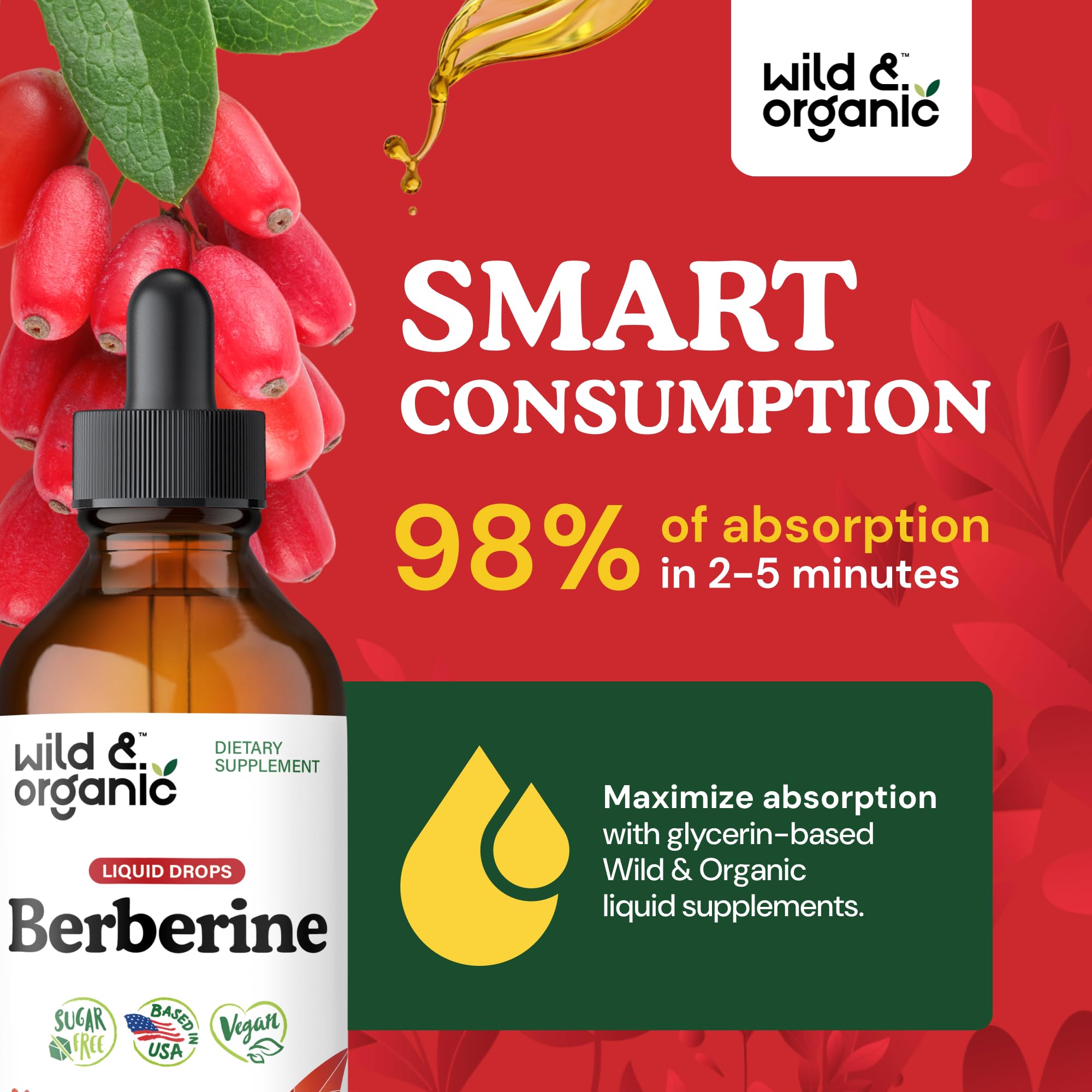 Vegan berberine drops packaging and ingredients