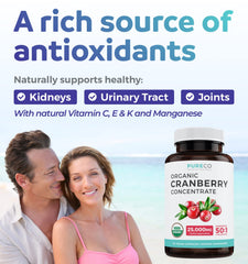 One vegan capsule containing organic cranberry concentrate