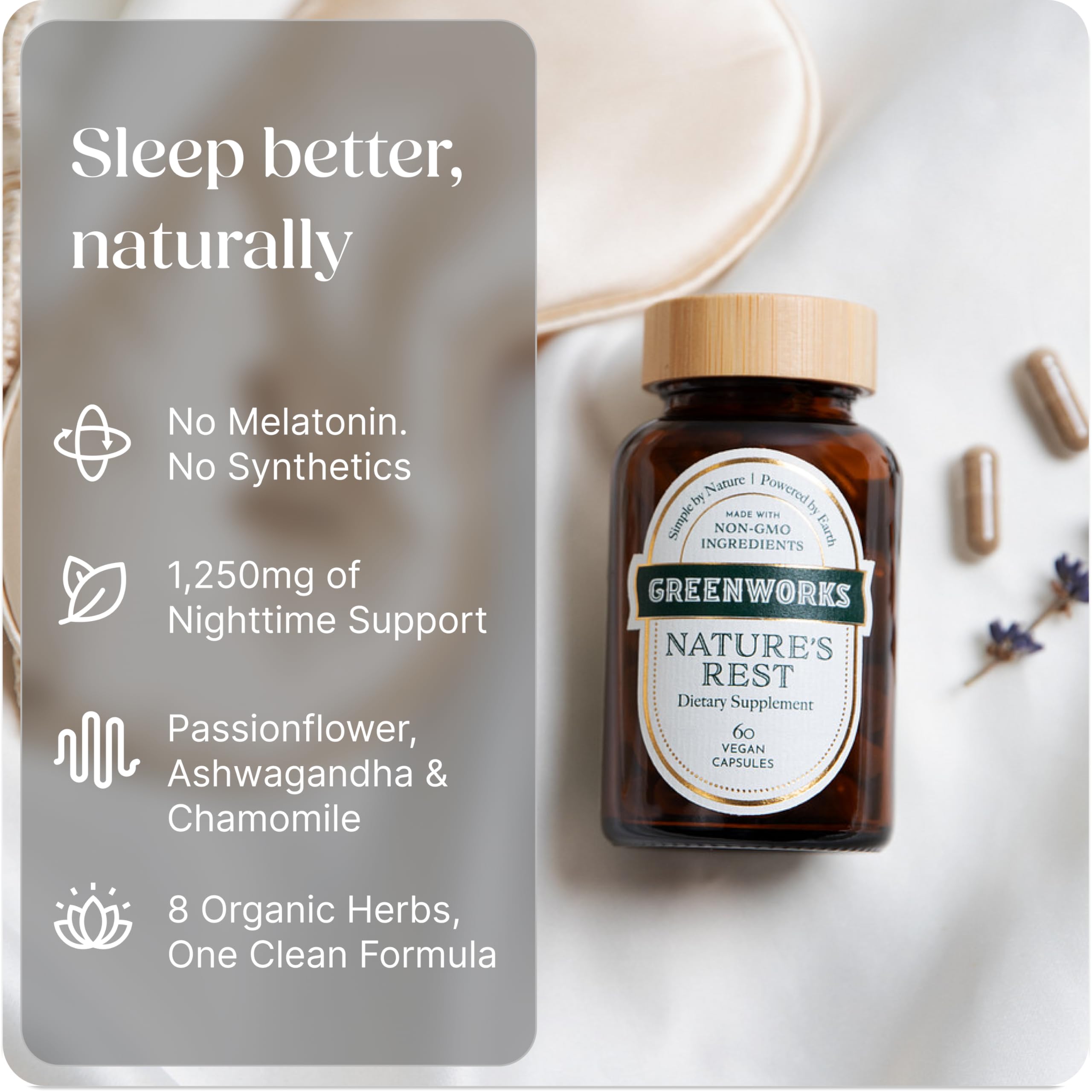 Vegan capsules filled with organic herbal blend