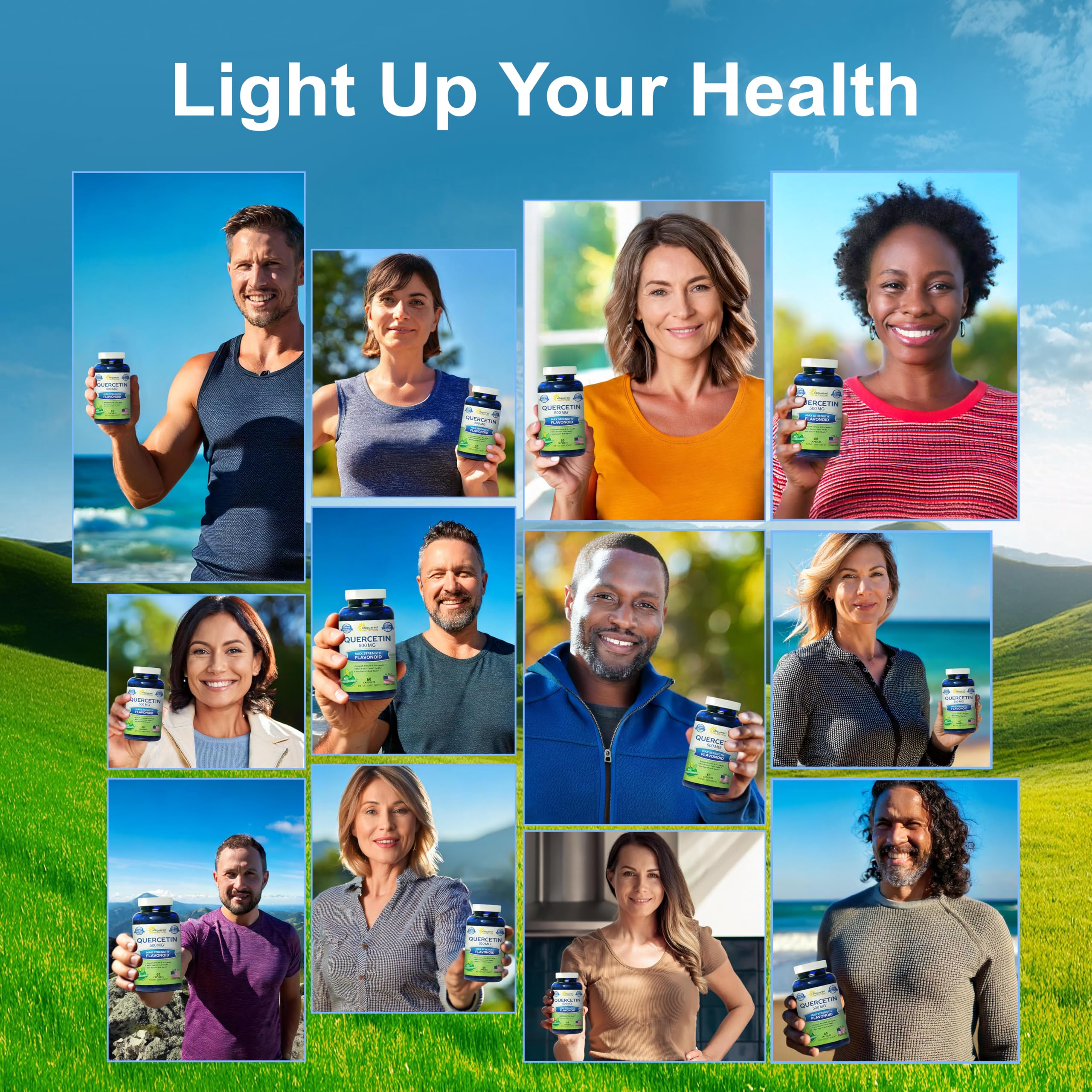 Vegan quercetin capsules in a bottle