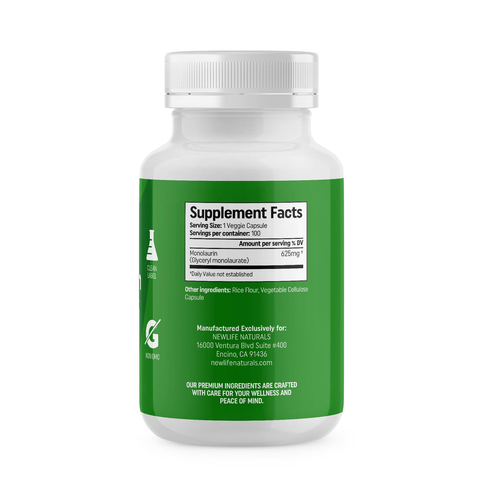 Vegetarian-friendly monolaurin supplement capsules