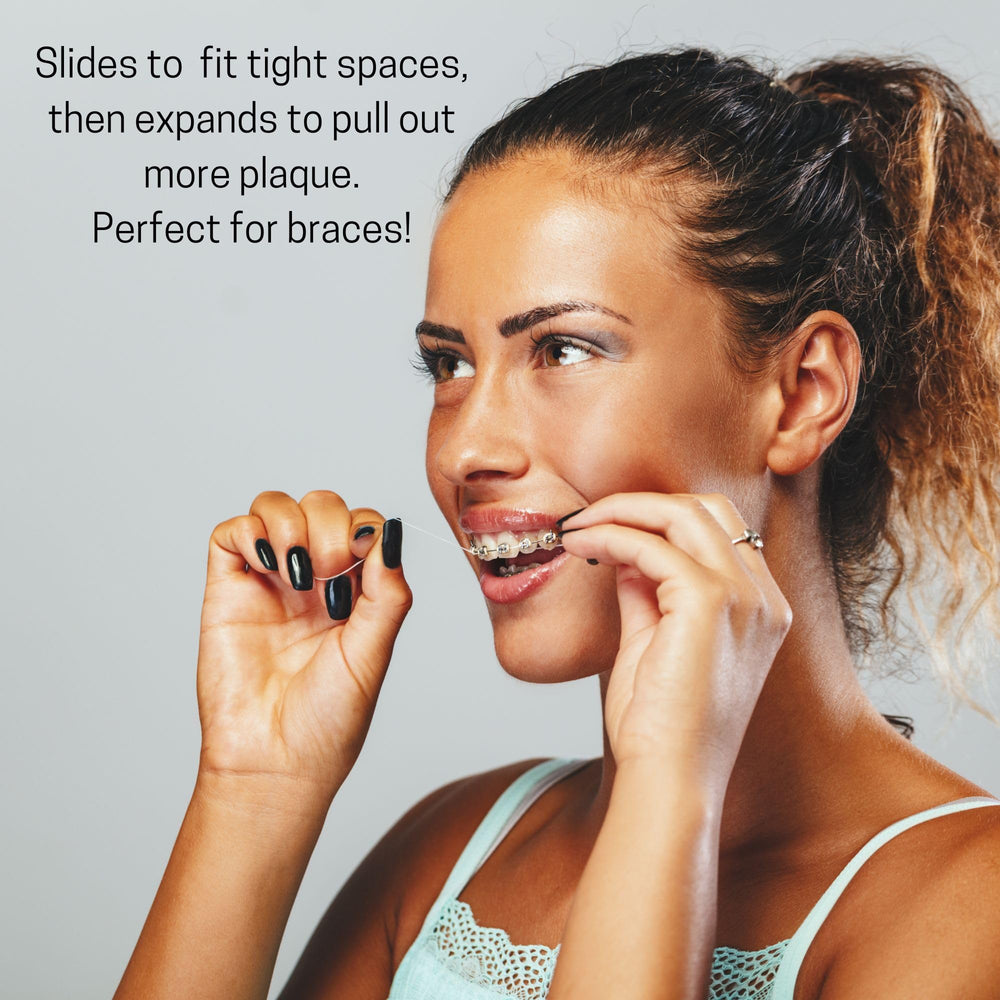 Vegan and cruelty-free label on dental floss packaging