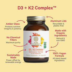 Vegan organic D3 and MK-7 K2 supplement ingredients