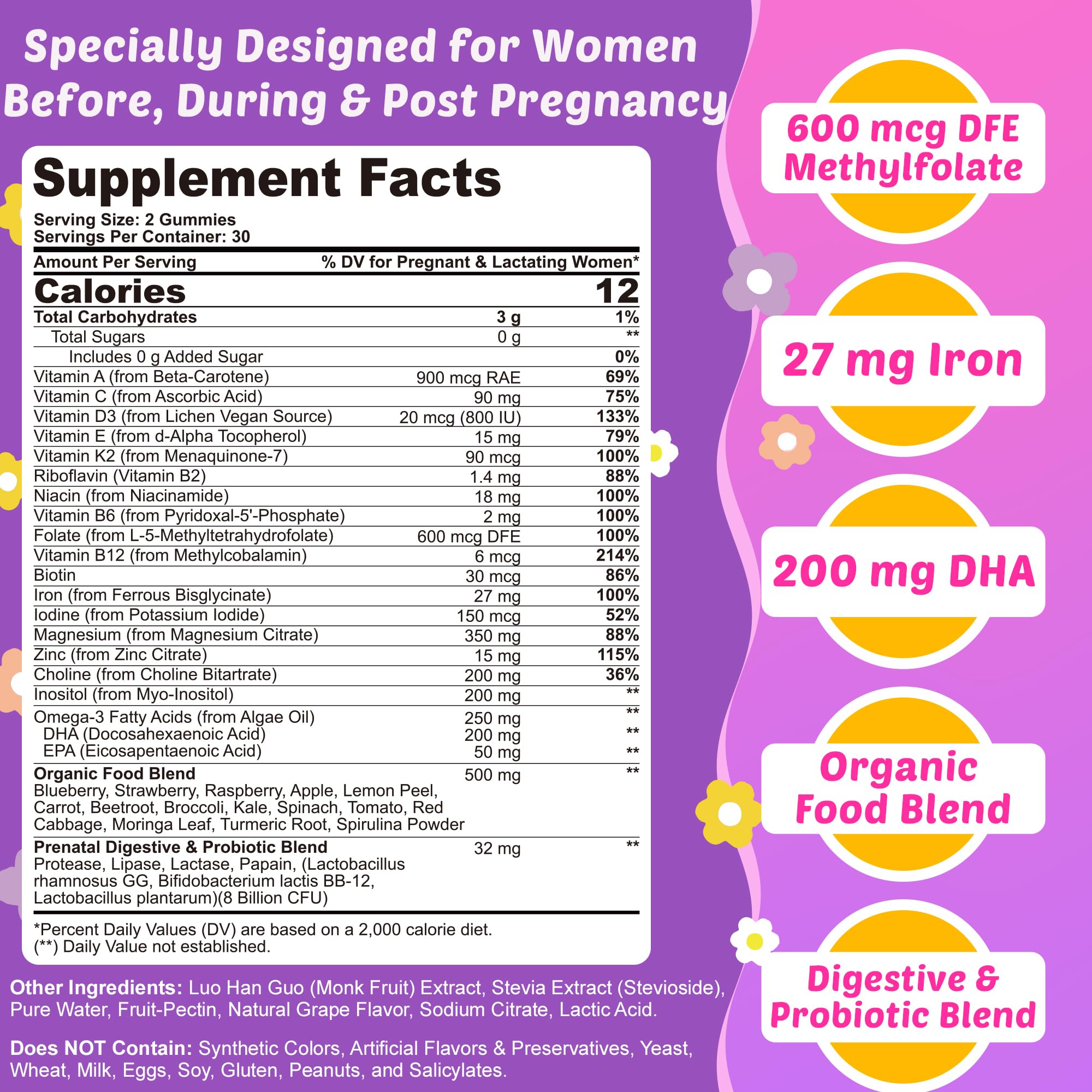 Vegan algae DHA Omega-3 for prenatal development