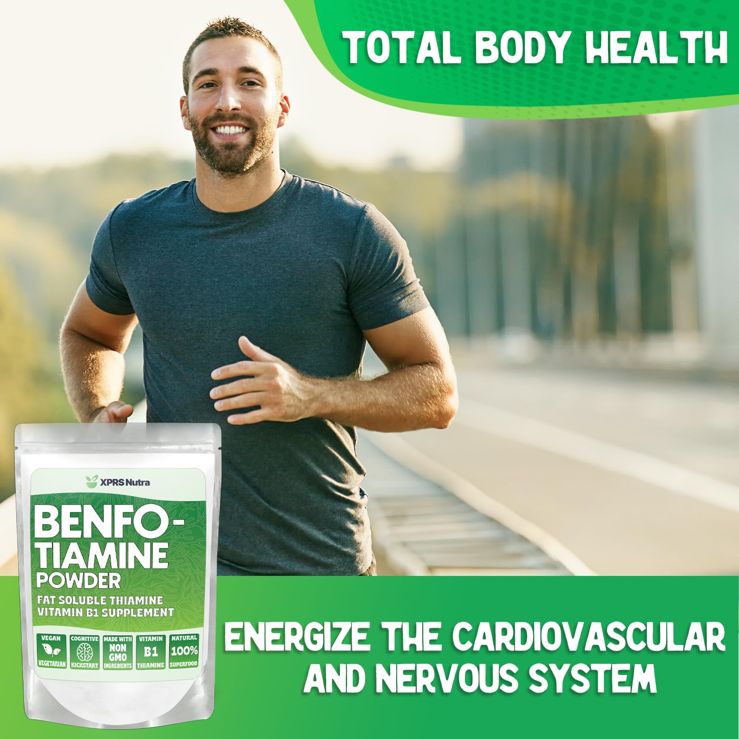 Vegan-friendly Benfotiamine supplement bottle