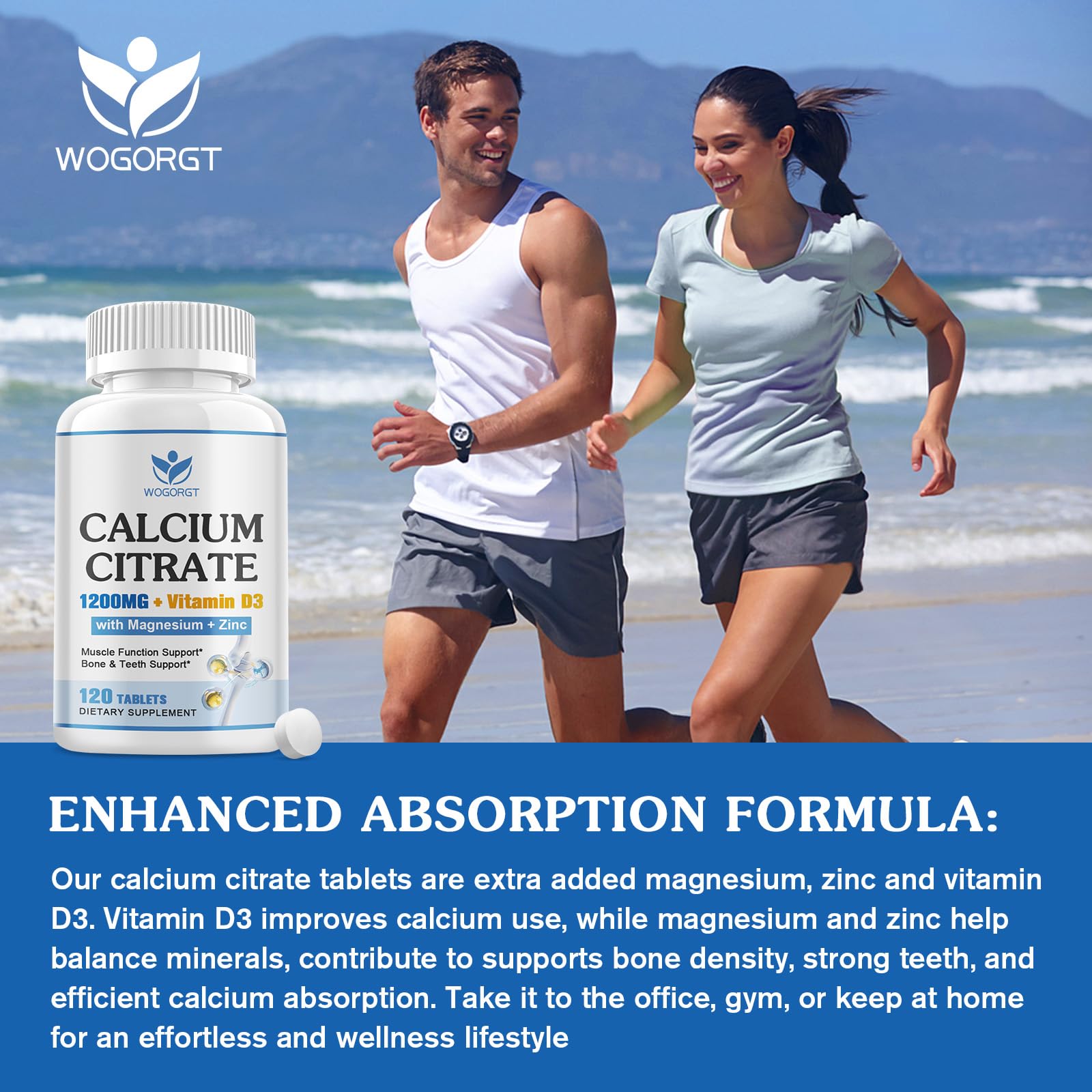 Vegan-friendly calcium supplement label (non-GMO, gluten-free)
